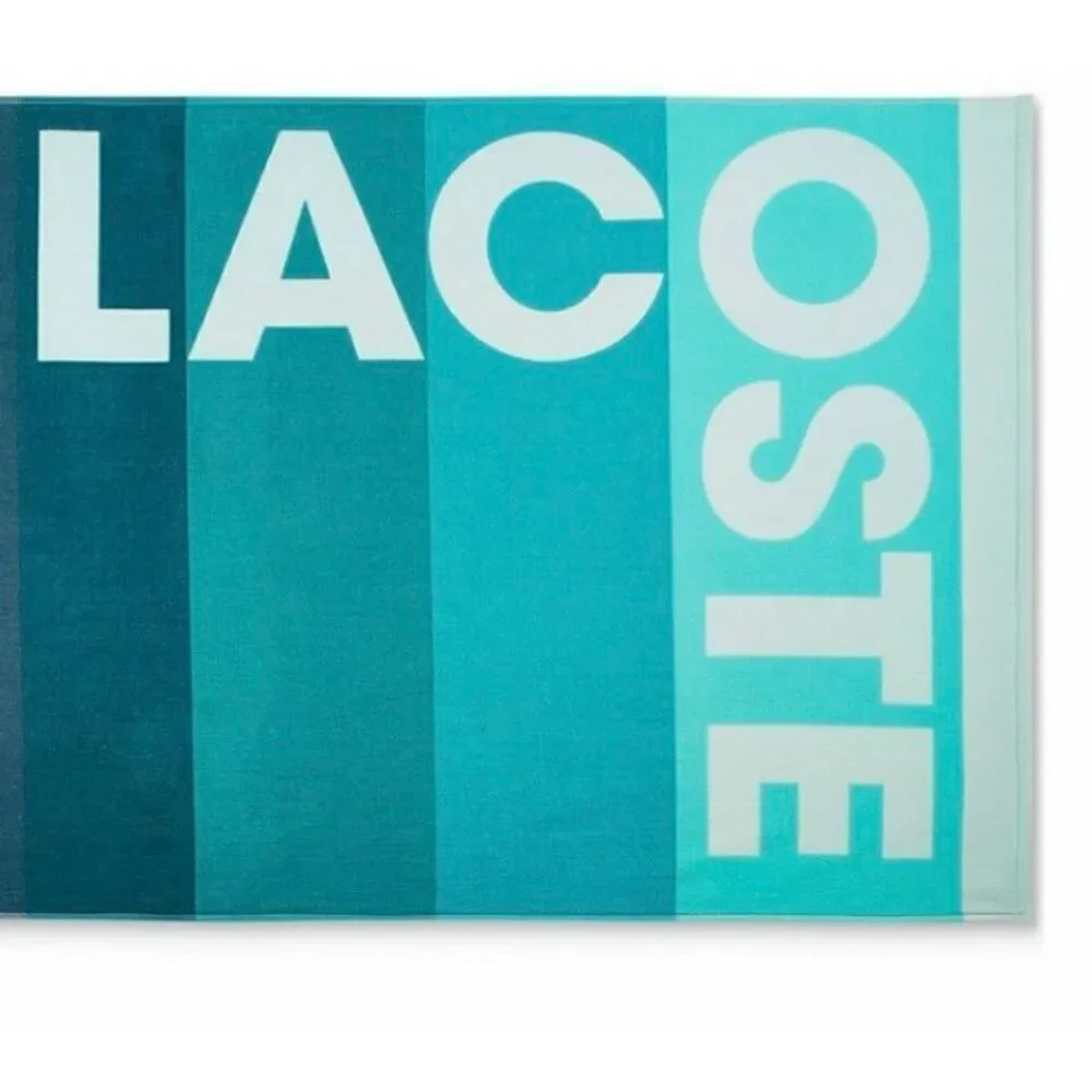 NWT Lacoste Gorgeous Green Ombre Blocks Logo 100% Cotton Big 72”x36” Beach Towel
